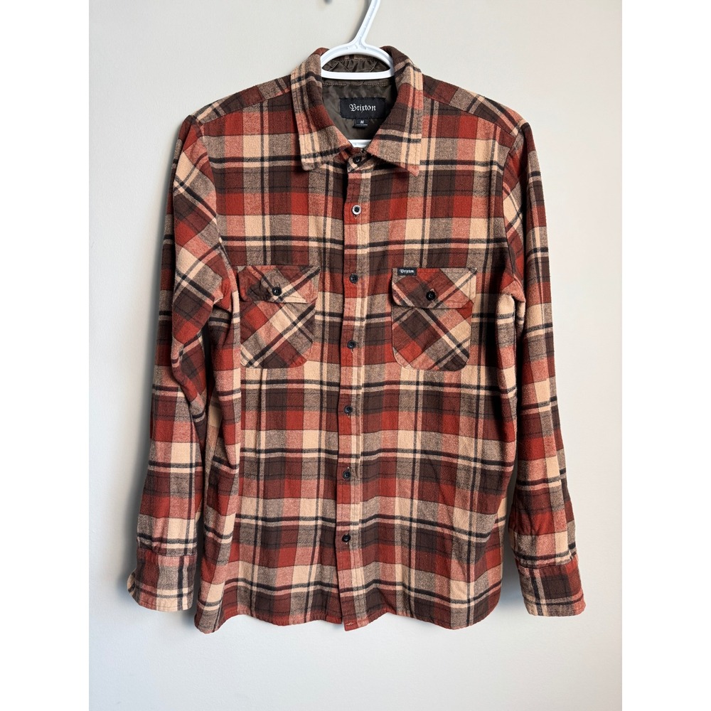 Brixton Mens Plaid Flannel Button Up Shirt Size Medium Gorpcore Cabin Outdoorsy
